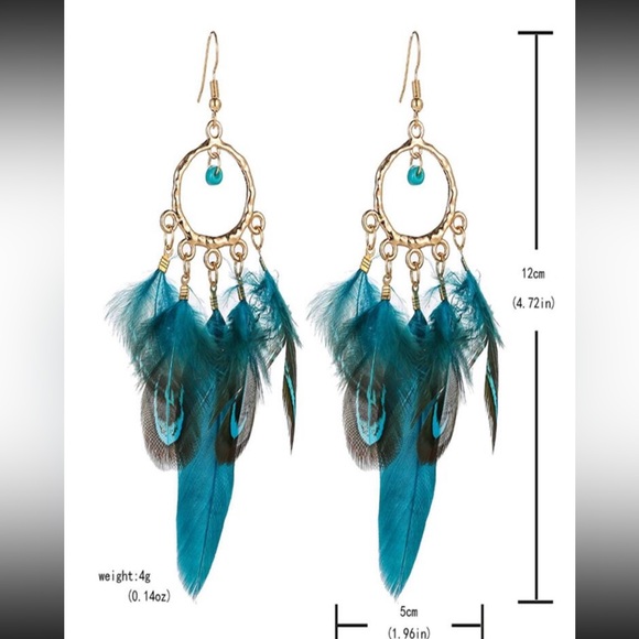 Bohemian Gypsy Feather Dreamcatcher Beaded Charm Drop Statement Earrings - Picture 4 of 8